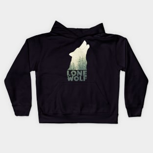 Lone wolf in the forest Kids Hoodie